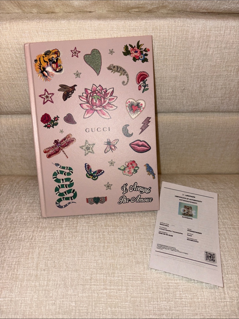 Gucci Pink Patch Motif Hardcover Journal